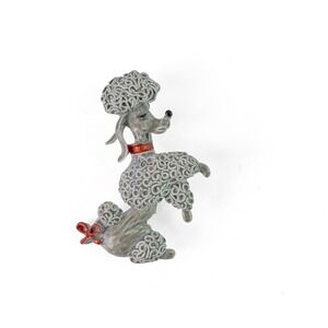 Vintage Gerry's French Poodle Brooch Enamel Metal Mid-Century